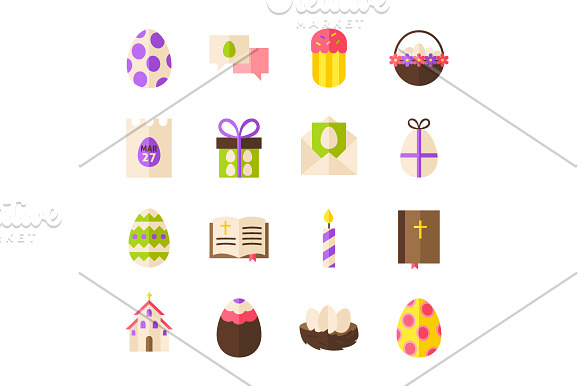 Happy Easter Vector Isolated Objects in Illustrations - product preview 3