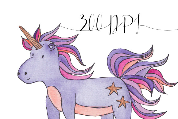 Unicorns Watercolor Set in Illustrations - product preview 1