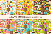Happy Easter Flat Seamless Patterns