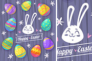 Happy Easter label and eggs
