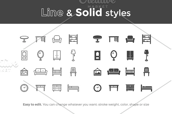 Furniture Icons in Graphics - product preview 1