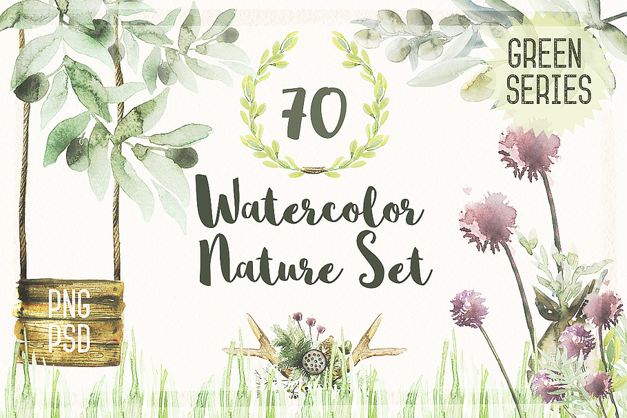 Watercolor Nature Set in Illustrations - product preview 8