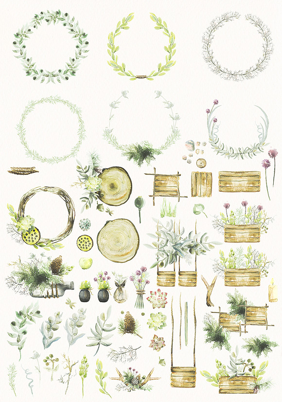 Watercolor Nature Set in Illustrations - product preview 1