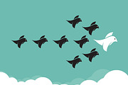 Flock of birds flying in the sky,
