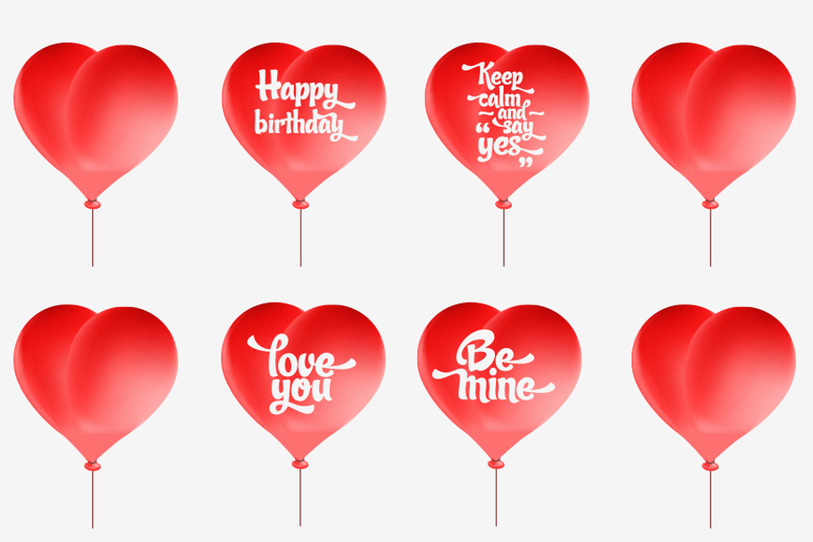 Vector red heart-shaped balloons in Illustrations - product preview 8
