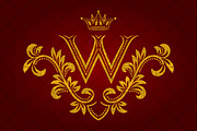 Patterned golden letter W monogram