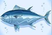 Tuna Watercolor Underwater World