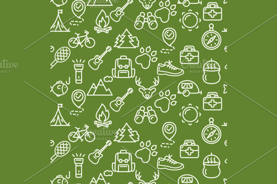 Camping Tourism Hiking Background in Patterns - product preview 8