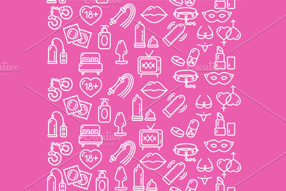Intim or Sex Shop Background. Vector in Patterns - product preview 8