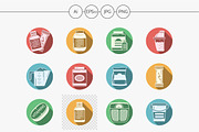 Sport diet flat color vector icons