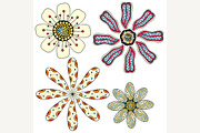 monochrome doodle flowers