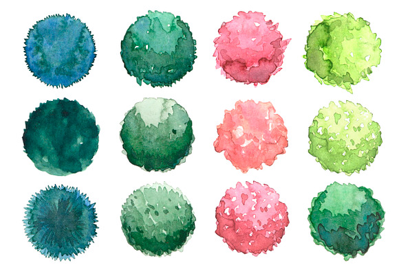 Watercolor trees set, top view in Illustrations - product preview 1
