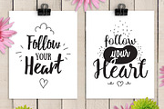 Follow your heart, cards with quote