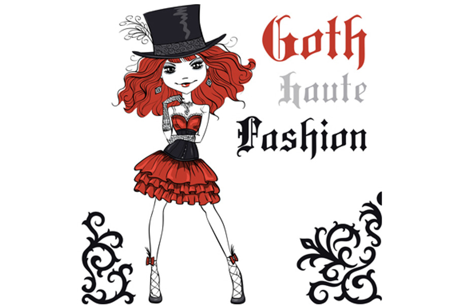Beautiful Goth girl  in Illustrations - product preview 8