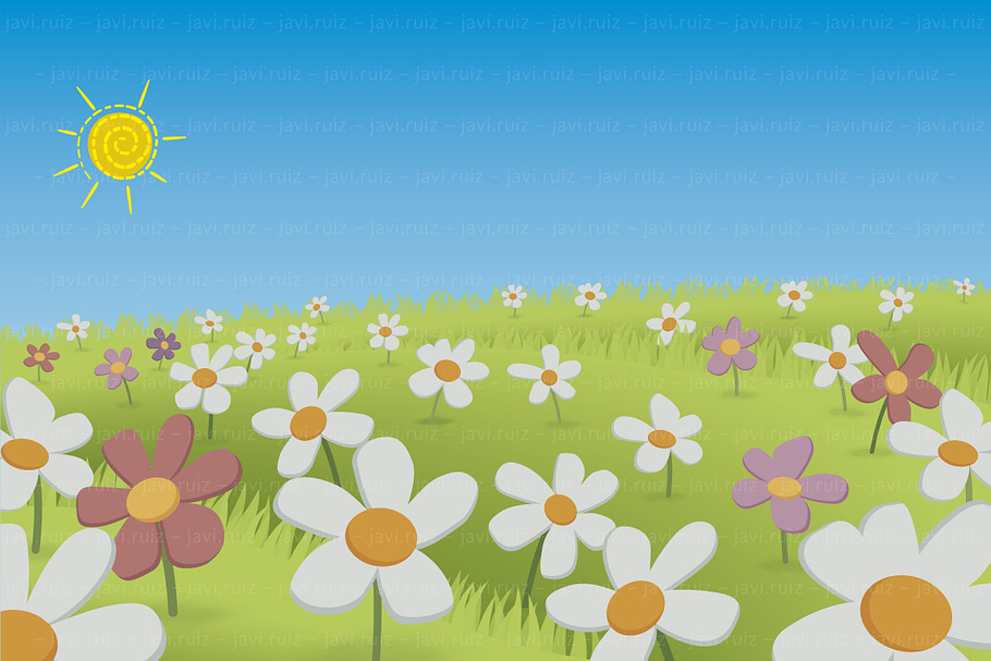 Field of daisies in Illustrations - product preview 8