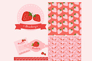 Set of strawberry labels, pattern