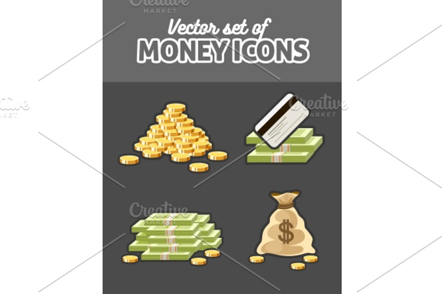Set of vector icons with money in Graphics - product preview 8