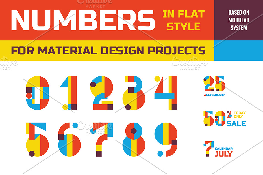 Numbers in Flat Style - Vector Set in Illustrations - product preview 8