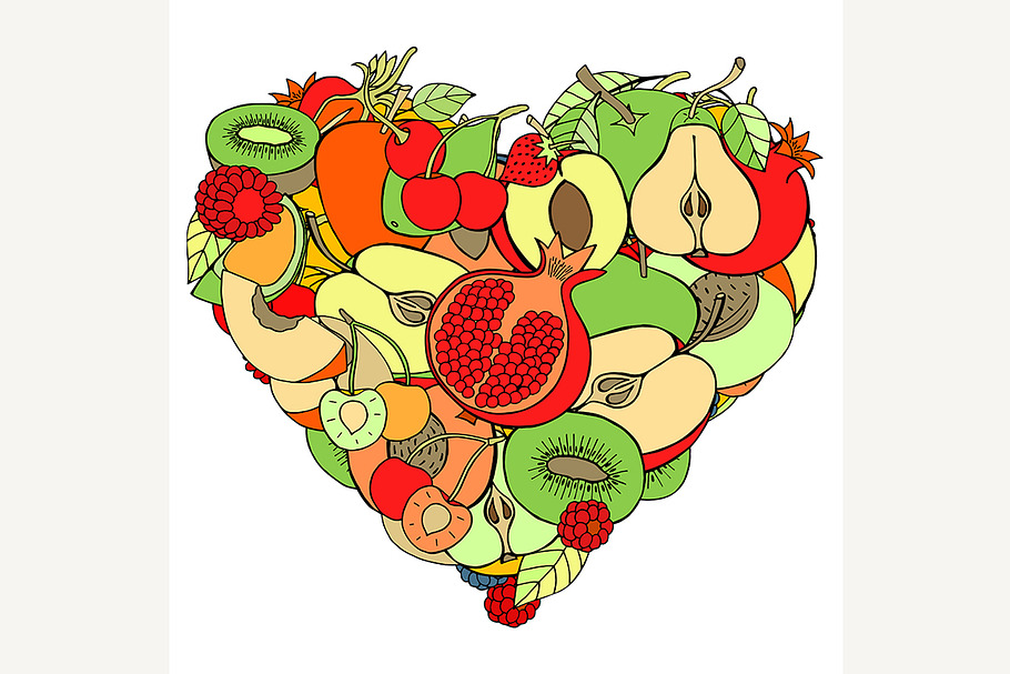 Heart from healthy fruit and berry in Graphics - product preview 8