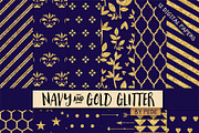 Navy blue and gold glitter.