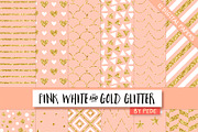 Pink white and gold glitter.