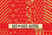 Red and gold glitter.