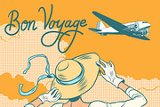 girl passenger plane Bon voyage