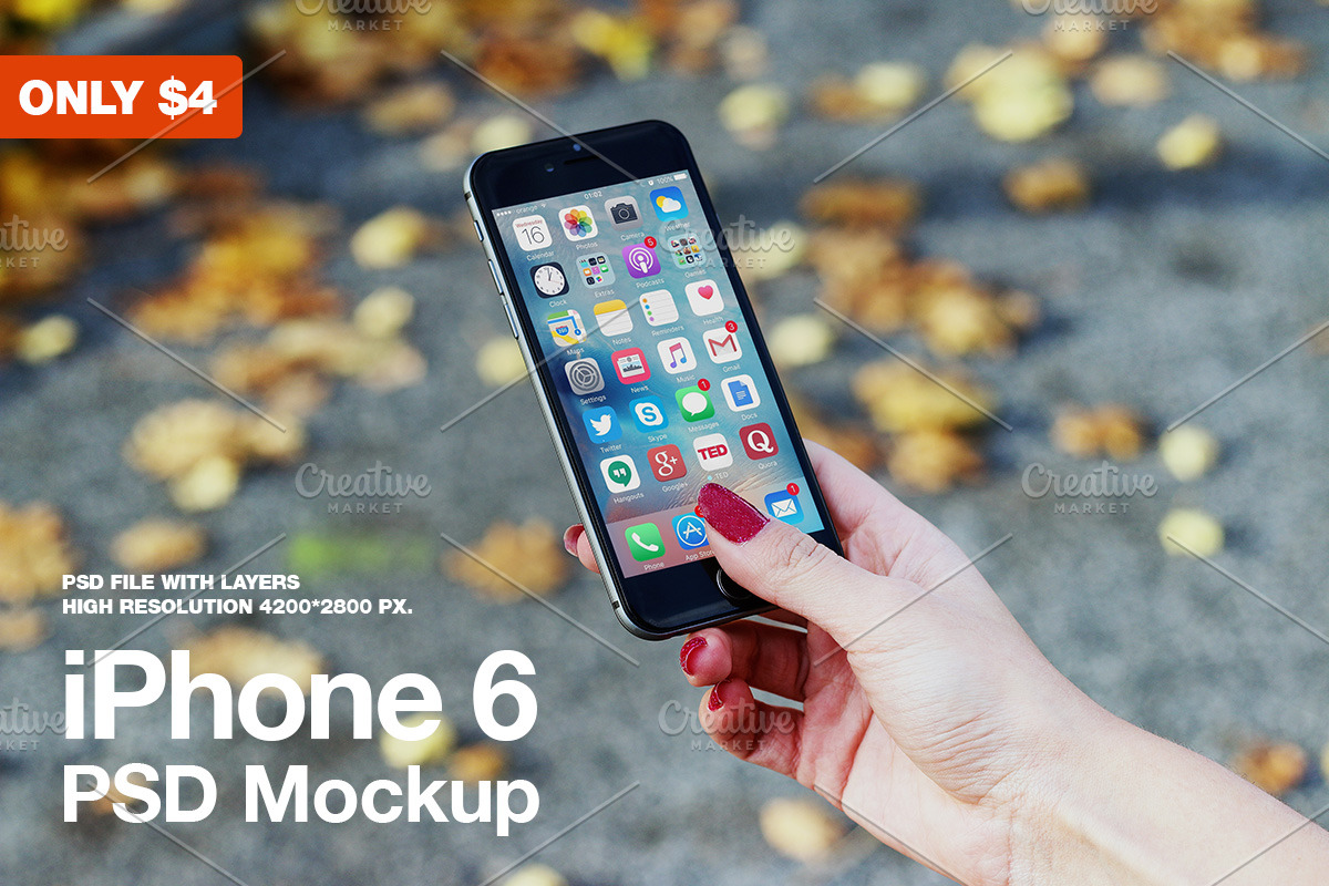 iPhone 6 in hand PSD Mockup in Mobile & Web Mockups - product preview 8