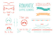 Romantic graphic elements in vector