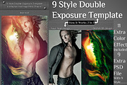 9 Style Double Exposure Template
