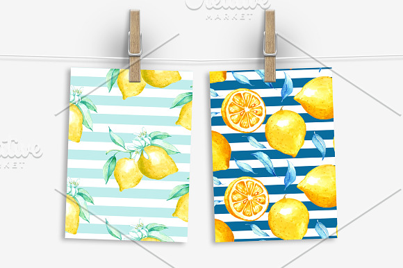 Watercolor lemon set. in Illustrations - product preview 6