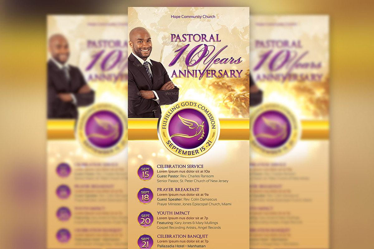 Clergy Anniversary Rack Card in Flyer Templates - product preview 8