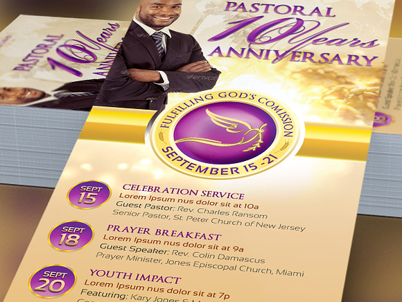 Clergy Anniversary Rack Card in Flyer Templates - product preview 1