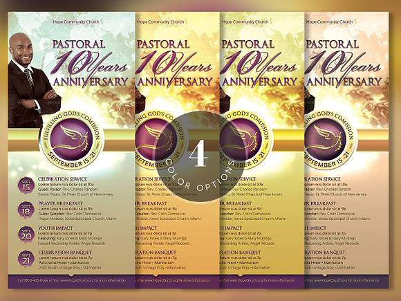Clergy Anniversary Rack Card in Flyer Templates - product preview 3