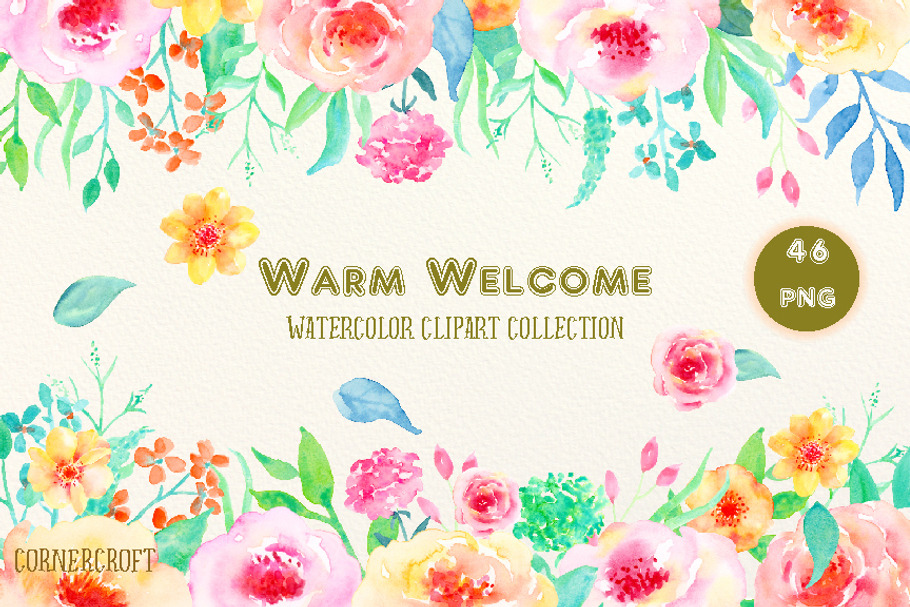 Watercolor Clipart Warm Welcome in Illustrations - product preview 8