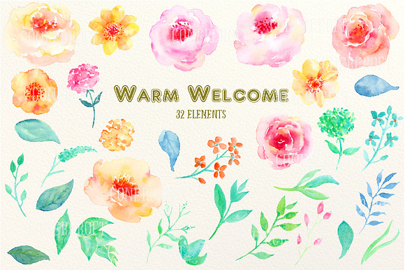 Watercolor Clipart Warm Welcome in Illustrations - product preview 1