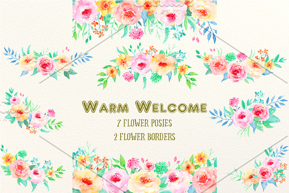 Watercolor Clipart Warm Welcome in Illustrations - product preview 2