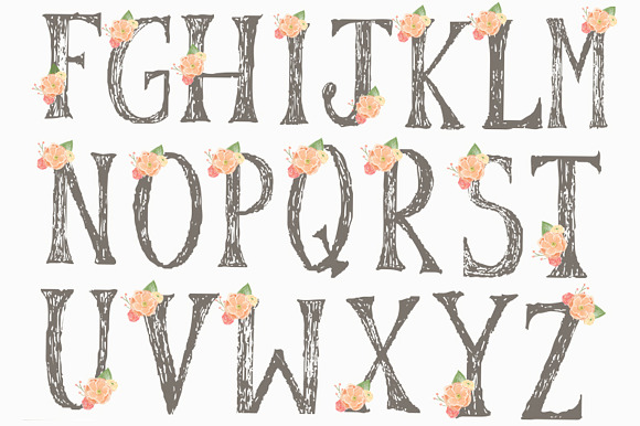 Floral Alphabet - Digital Alphabet in Illustrations - product preview 1