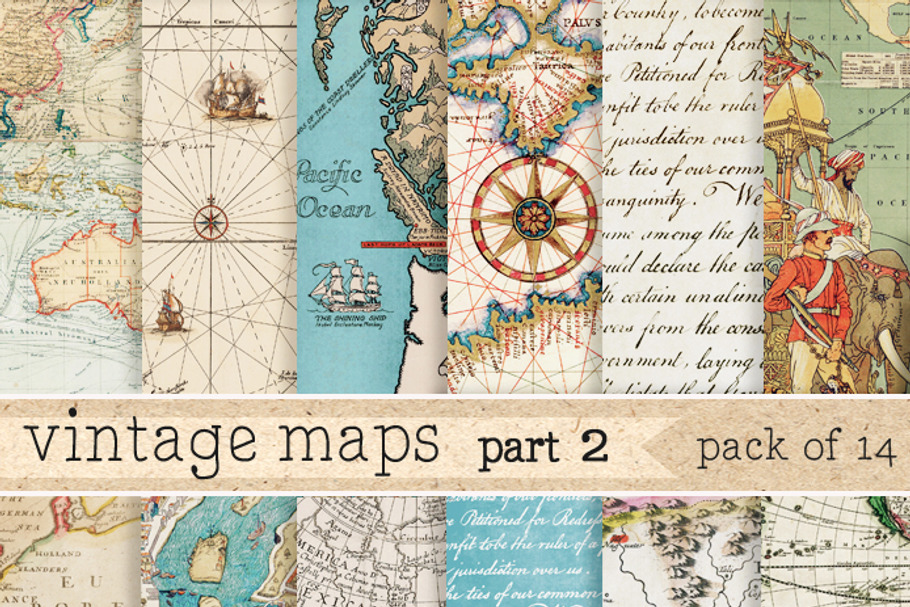 Vintage Maps Digital Paper in Patterns - product preview 8
