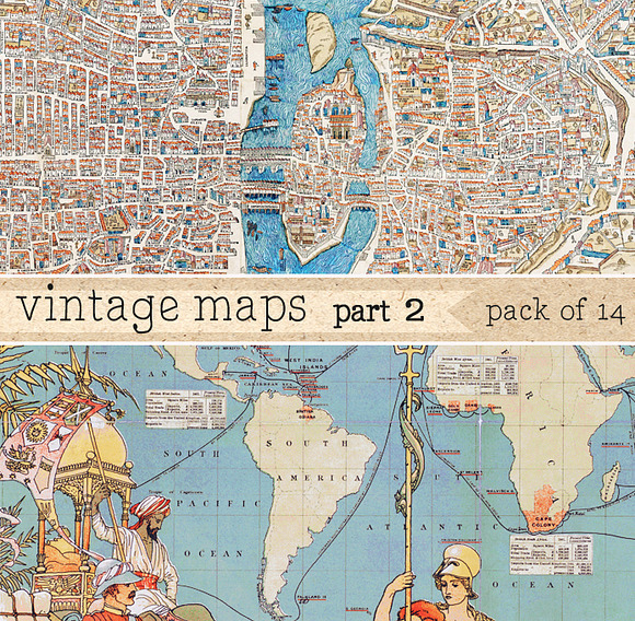 Vintage Maps Digital Paper in Patterns - product preview 1