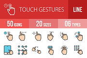 50 Touch Gestures Line Filled Icons