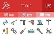 50 Tools Line Filled Icons