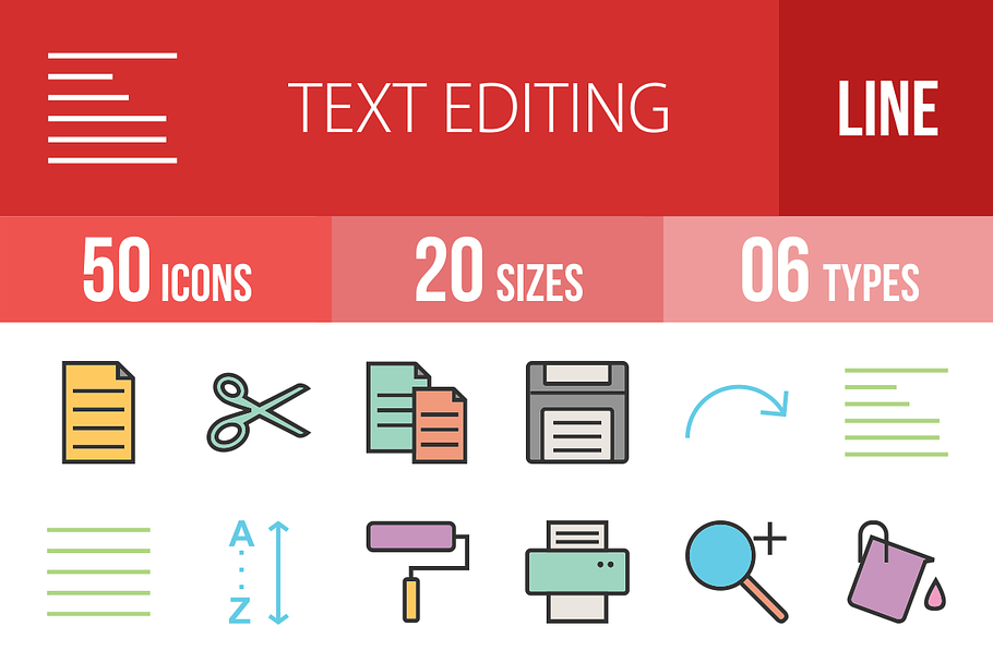 50 Text Editing Line Filled Icons