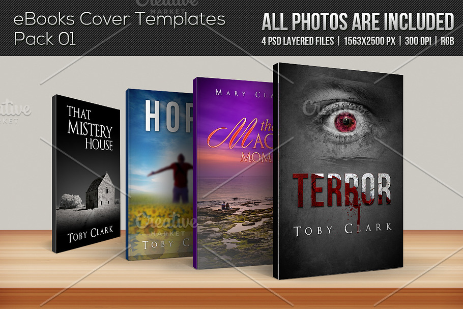 4 eBook Cover Templates - Pack 01 in Templates - product preview 8