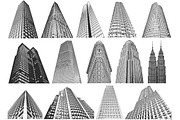Skyscrapers- vector/brush set
