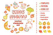 Kids Menu BIG vector elements set