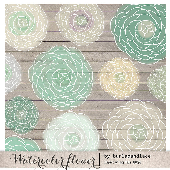 Watercolor flower mint clipart in Illustrations - product preview 1