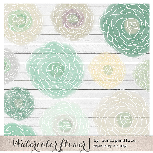Watercolor flower mint clipart in Illustrations - product preview 2