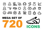 Mega set of 720 icons ( EPS. + PNG.)
