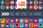 300 male and female flat icon set.